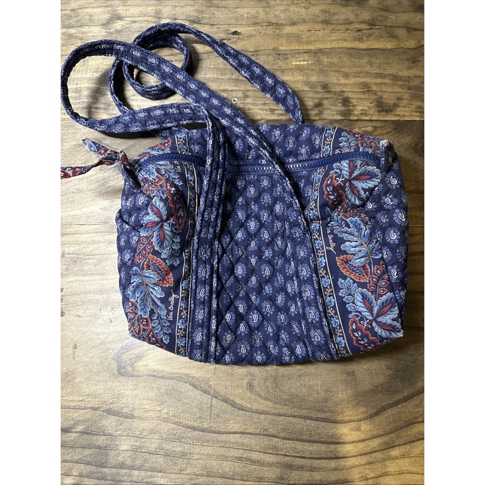 Vintage Vera Bradley Classic Navy Retired Handbag W/ Shoulder Straps